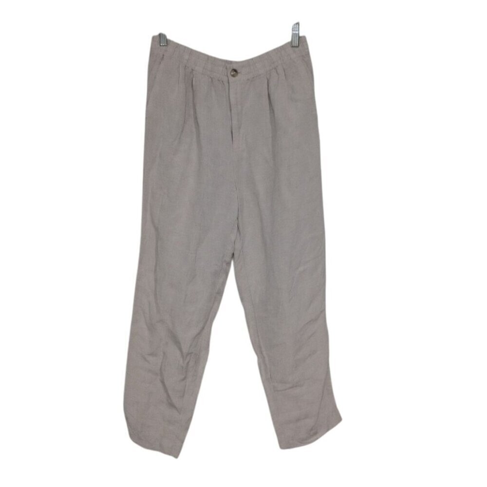 Madewell Linen Blend Track Trousers Womens Size Small Beige Elastic Waist Pants